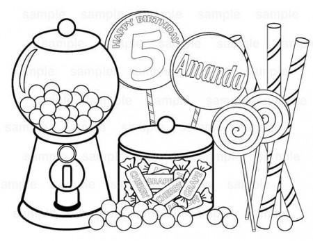 Personalized Printable Sweet Shoppe candy Birthday Party Favor childrens  kids coloring page activity PDF or JPEG file | Candy coloring pages, Cool coloring  pages, Coloring book pages
