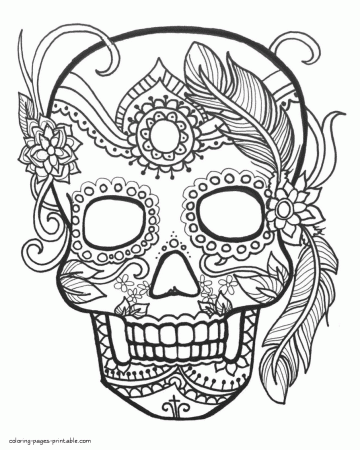 Free Printable Sugar Skull Coloring Pages Splendiy Sheet For Adults Book By  Numbers – Stephenbenedictdyson