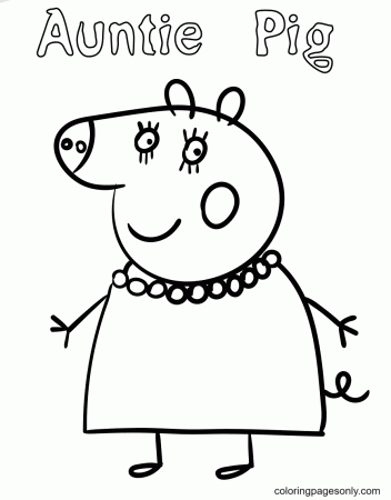 Auntie Pig Coloring Page - Free ...