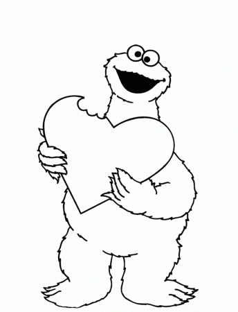 Picttures Cookie Monster With Big Love Coloring Pages Coloring ...
