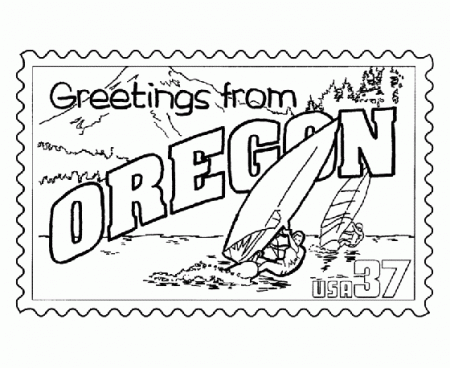 USA-Printables: Oregon State Stamp - US States Coloring Pages