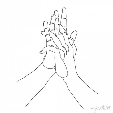 One line drawing hand with nails and manicure wall mural • murals palm,  skeleton, anatomy | myloview.com