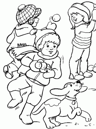 Download Playing Snow In Winter Coloring Pages For Kids Or Print 