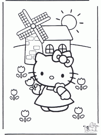 Hello Kitty coloring sheet for kids - Kiddies Coloring Pages