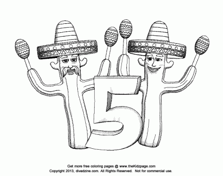 Cinco de Mayo Cactus Free Coloring Pages for Kids - Printable 