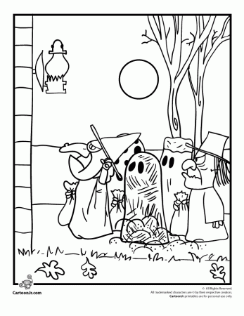 Peanuts Gang Trick or Treating Coloring Page | Cartoon Jr.
