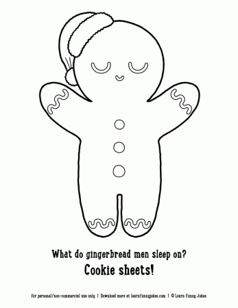 Christmas coloring pages for kids and adults - Gingerbread man cookie sheets  — Learn Funny Jokes