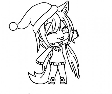 Wolf Girl with a noel hat Coloring Pages - Gacha Life Coloring Pages - Coloring  Pages For Kids And Adults