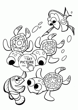 Finding Nemo coloring pages turtles for kids, printable free |  coloing-4kids.com