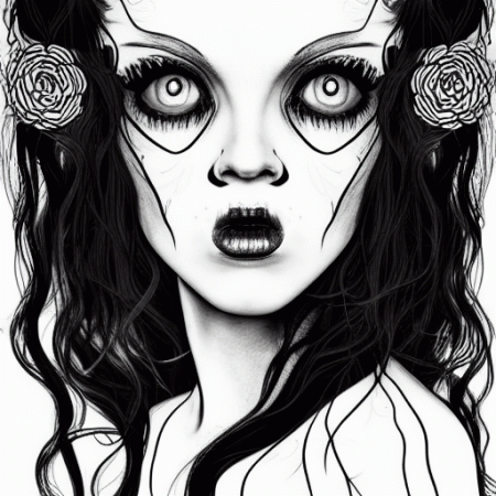 Beautiful Scary Woman's Face for Coloring Pages · Creative Fabrica