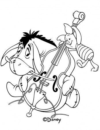 Eeyore And Piglet On Cello Coloring Page | Disney coloring pages, Disney  princess coloring pages, Coloring pages