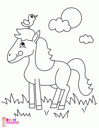 Horse Coloring Sheet - Reading adventures for kids ages 3 to 5