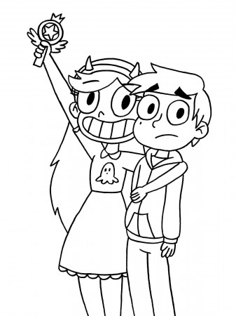 Star Butterfly and Marco colouring image