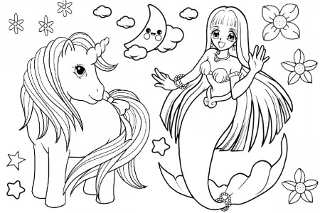 Unicorn Mermaid Coloring Picture - Novocom.top