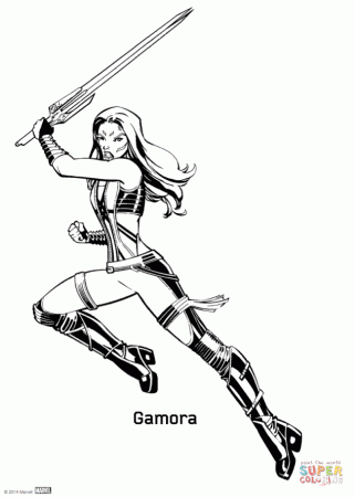 Gamora from Guardians of the Galaxy coloring page | Free Printable Coloring  Pages