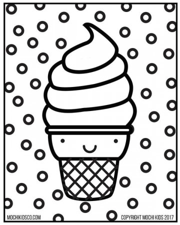 Kawaii Ice Cream Coloring Sheet Digital Download – Mochi Kids