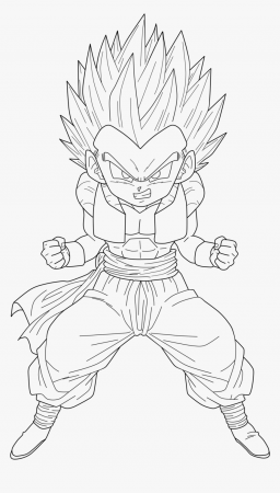 Super Saiyan Goten Lineart - Super Saiyan Gotenks Drawing, HD Png Download  - kindpng