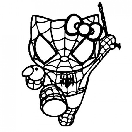 Spider-Man Hello Kitty coloring pages