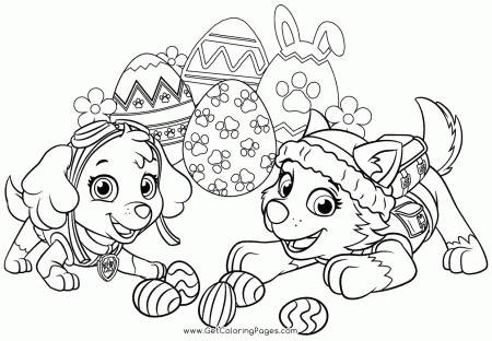 PAW Patrol Easter Skye and Everest Coloring Pages - Get Coloring Pages