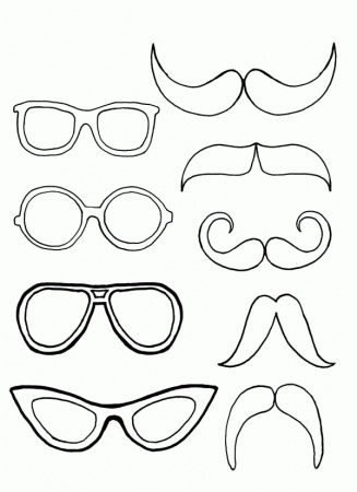 Eyeglasses Pair with Mustache Coloring Pages | Kids Play Color