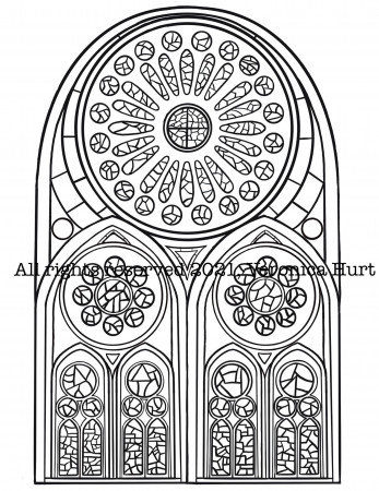 Catholic Stained Glass Rose Windows Coloring Page Inspired by - Etsy Israel