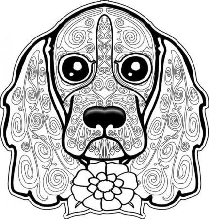 Coloring pages for adults: Dogs, printable, free to download, JPG, PDF