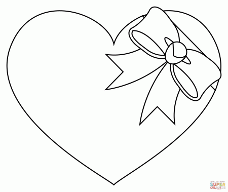 Heart with Ribbon coloring page | Free Printable Coloring Pages