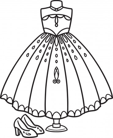 Wedding Gown Isolated Coloring Page for Kids 11770379 Vector Art at Vecteezy