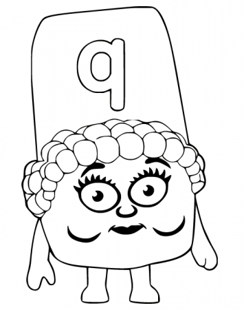 Alphablocks Q coloring book to print and online