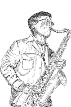jazz man Drawing by Chai South | Saatchi Art