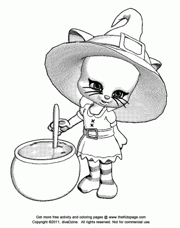 Halloween Cat Witch - Free Coloring Pages for Kids - Printable ...
