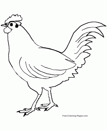 Printable coloring pages of birds - Chicken 01