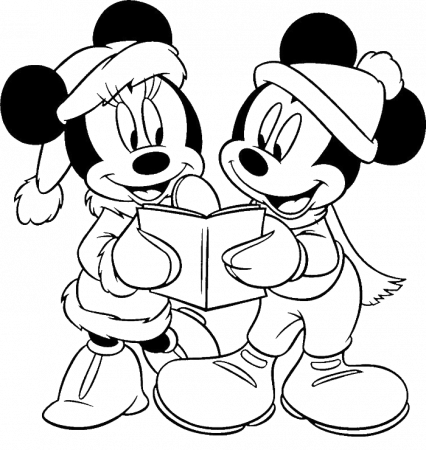 Mickey And Minnie Mouse Happy Merry Christmas Coloring For Kids 