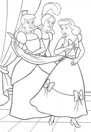 Step Sisters Mean to Cinderella Coloring Page | Kids Coloring Page