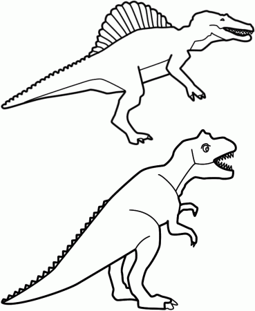 Spinosaurus and T-Rex - Coloring Page (