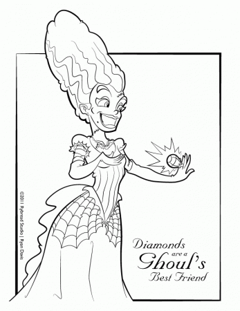 Bride of Frankenstein Coloring Page | Rybread Studio