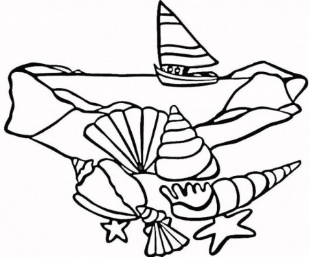 Animal Coloring Seashell Coloring Pages More Beach Scene Coloring 