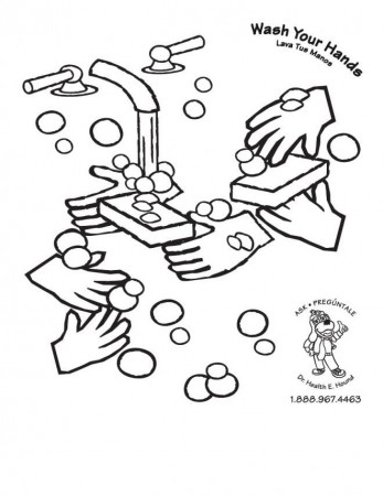 hand wash steps Colouring Pages