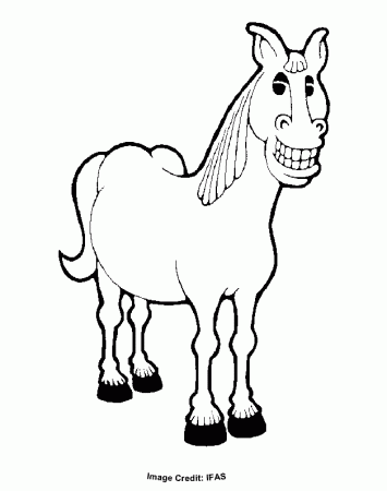 Smiling Horse - Free Coloring Pages for Kids - Printable Colouring 