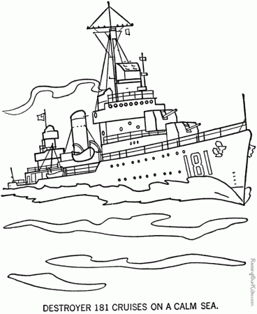 Army Ship Colouring Pages