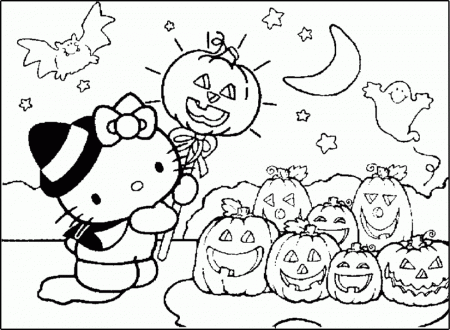 hello kitty halloween coloring pages