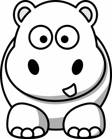 Hippo Black White Line Art Google Coloring Book Colouring Coloring 