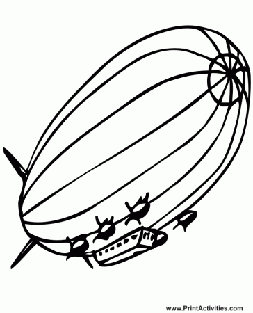 Blimp Coloring Page | Realictic Blimp Drawing