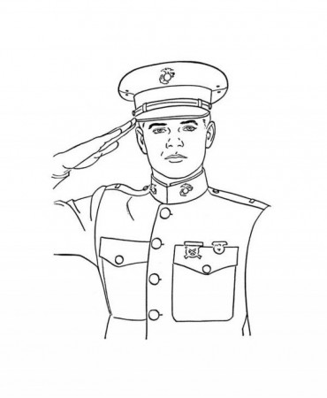 An Officer Giving Veterans Day Salute Coloring Page - Kids 