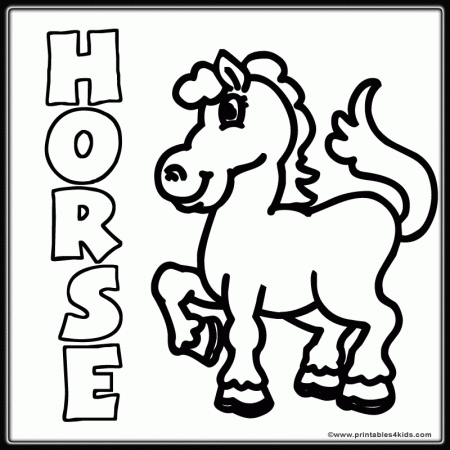 Friendly Horse Coloring page : Printables for Kids – free word 