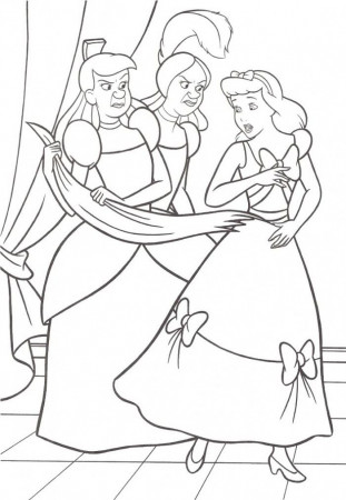 Cinderella's Step Mom and Sisters Coloring Page | Kids Coloring Page