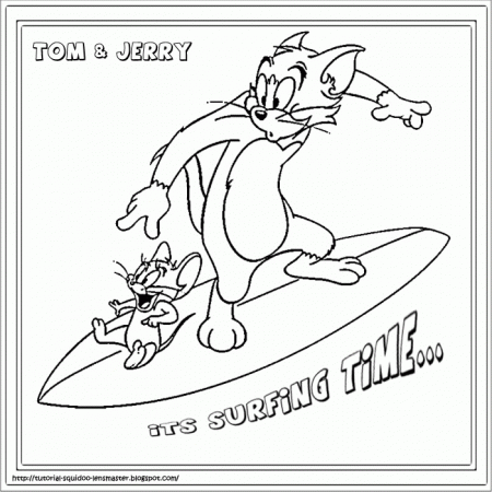 Printable Coloring Pages for Kids : Tom and jerry surfing coloring 