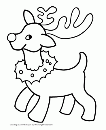 Santa's Reindeer Coloring Pages - Reindeer with Christmas Wreath Coloring  Sheet | HonkingDonkey