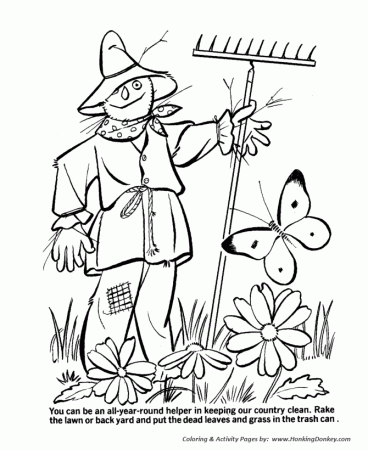 Earth Day Coloring Pages - Clean your yard Coloring Pages | HonkingDonkey