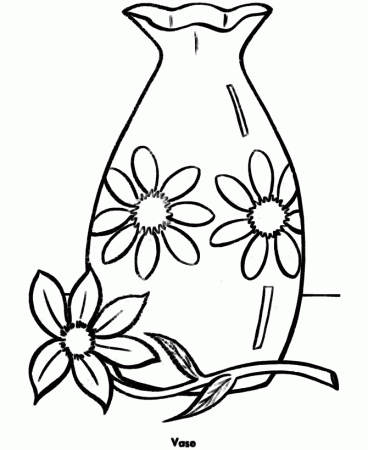 Easy Coloring Pages | Free Printable Flower Vase Easy Coloring 